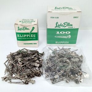 Vintage LADY ELLEN KLIPPIES Lot of 200 Single Prong Pin Curl Clips Professional